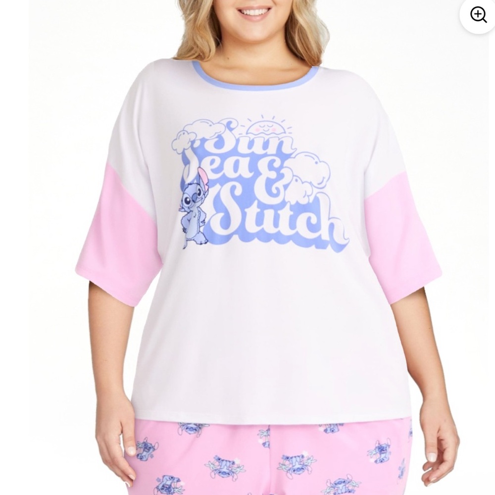 Disney White and Pink Stitch Pajama set